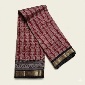 Alternative view of Royal Crimson Banarasi Silk Saree